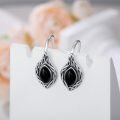 wholesale 925 Sterling Silver Black Onyx & Red Agate Celtic Knot Teardrop Dangle Earrings-0-1