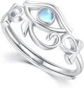 wholesale 925 Sterling Silver Moonstone Eye of Horus Adjustable Ring Egyptian s for Women-0-0