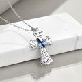 wholesale 925 Sterling Silver Blue Crystal Butterfly Cross Pendant Necklace for Women - Religious Gifts-0-2