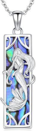 wholesale 925 Sterling Silver Abalone Shell Mermaid Pendant Necklaces for Women Witchcraft s-0-0