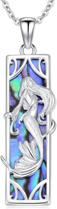 wholesale 925 Sterling Silver Abalone Shell Mermaid Pendant Necklaces for Women Witchcraft s-Mermaid Necklace