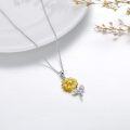 wholesale 14K Gold Yellow Crystal Sunflower Pendant Necklace for Women - My Sunshine-0-3