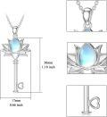 wholesale 925 Sterling Silver Lotus Flower Moonstone & Topaz Key Pendant Necklaces for Women Gifts-0-5