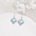 wholesale 925 Sterling Silver Blue Moonstone Celtic Knot Drop Dangle Leverback Earrings-0-2