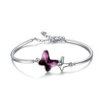 wholesale Sterling Silver Austrian Crystal Infinity Morpho Helena Butterfly Bangle Bracelet-B2 Morpho Helena Butterfly - Purple