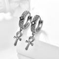 wholesale 925 Sterling Silver Metal Stone Ankh Hoop Earrings for Men & Women-0-1