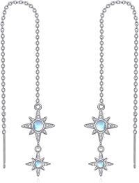 wholesale 925 Sterling Silver Daisy Flower Moonstone Drop Earrings-Star