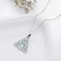 TOUPOP Sterling Silver Moonstone Celtic Knot Necklace Luck Irish Pendant Jewelry-0-3