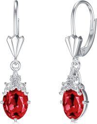wholesale 925 Sterling Silver Crystal Teardrop Dangle Earrings Valentine s Birthday Gifts for Her-A 07-July-Ruby