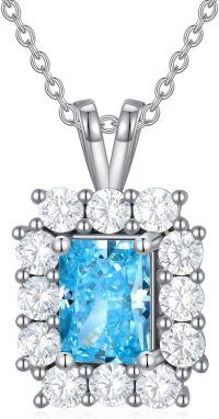 wholesale Sterling Silver Infinity Necklace with Birthstone Anniversary Wedding Jewelry Gift for Women-Blue Topaz B