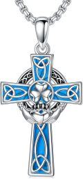 wholesale 925 Sterling Silver Blue Enamel Star of David Celtic Knot Cross Pendant Necklace-0-36