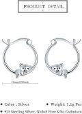 wholesale 925 Sterling Silver Koala Bear Huggie Hoop Earrings for Women Girls -0-1