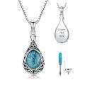 wholesale 925 Sterling Silver & Moss Agate Teardrop Celtic Knot Cremation Urn Necklace for Ashes-0-0