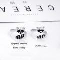 wholesale 925 Sterling Silver Black Enamel Raccoon Head & Tail Adjustable Open Thumb Ring for Women-0-1