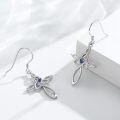 wholesale 925 Sterling Silver Celtic Cross Drop Earrings with Blue Stone for Women-0-1