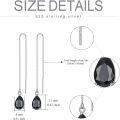 wholesale 925 Sterling Silver Birthstone Crystal 11 8mm Threader Drop Long Chain Earrings-0-5