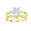wholesale 925 Sterling Silver Princess Cut Crystal Ring And Wedding Set-0-2