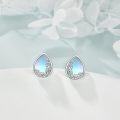 wholesale 925 Sterling Silver Teardrop Opal & Larimar Swirl Stud Earrings - Hypoallergenic s for Women-0-4