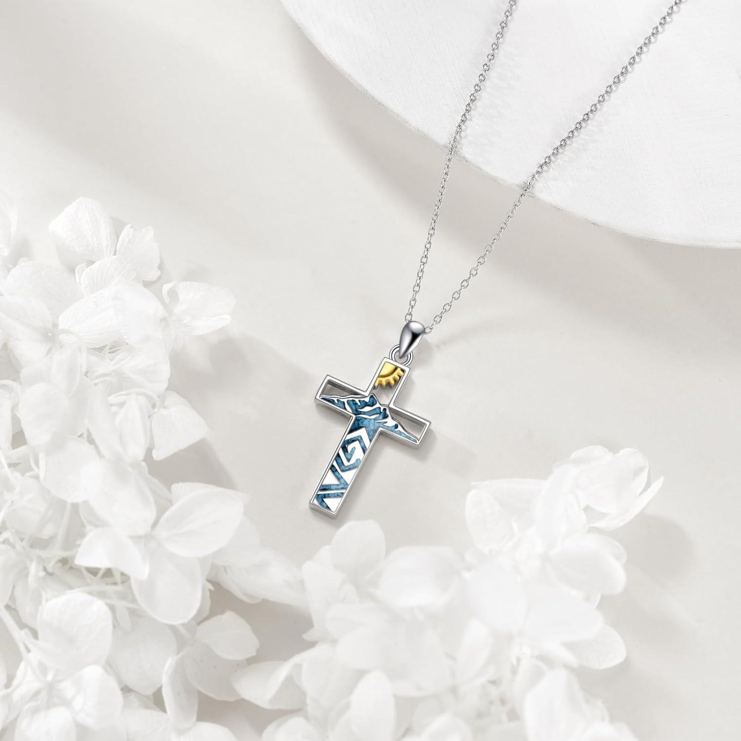  Sterling Silver Abalone Celtic Cross Pendant Necklace Religious Jewelry Gifts ( )-0-4