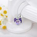 wholesale 925 Sterling Silver Dragon Heart Purple Crystal Initial J Pendant Necklace For Women-0-2