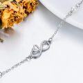 wholesale 925 Sterling Silver Infinity Heart & Pearl Charm Anklet for Women-0-2