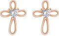 wholesale 925 Sterling Silver Purple Crystal Heart Infinity Cross Stud Earrings for Women Girls Christian  4367-0-30