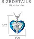wholesale 925 Sterling Silver Heart-Shaped RN Pendant Necklace with Caduceus and Blue Crystal Stone-0-5