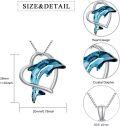 wholesale 925 Sterling Silver Blue Crystal Dolphin Pendant Necklace s for Women Girls Mom Girlfriend-0-1