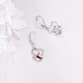 wholesale 925 Sterling Silver Heart-Shaped Pink Crystal Butterfly Drop Earrings for Women-0-13