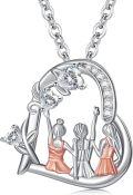 wholesale 925 Sterling Silver Heart-Shaped Girls with Crystals Necklace for Women-0-0