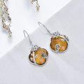 wholesale 925 Sterling Silver Tiger Eye Flower Dangle Earrings with Celtic Knot Design-0-1