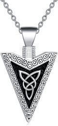 wholesale 925 Sterling Silver Triangle Celtic Knot Necklace Norse Viking s for Men Women-0-0