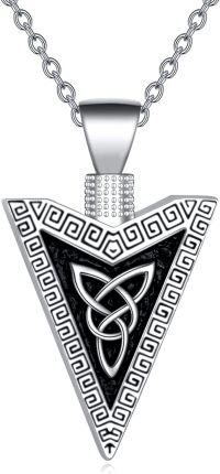 wholesale 925 Sterling Silver Triangle Celtic Knot Necklace Norse Viking s for Men Women-Arrow