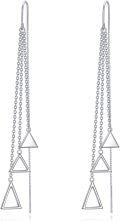 wholesale 925 Sterling Silver Triangle Threader Dangle Drop Earrings with Chain for Women-0-0