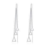 wholesale 925 Sterling Silver Triangle Threader Dangle Drop Earrings with Chain for Women-Triangle