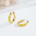 wholesale 925 Sterling Silver Plated Yellow Gold  Yellow Fire Opal Huggie Hoop Earrings for Women-0-1