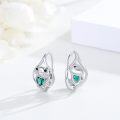 wholesale 925 Sterling Silver Frog Heart Green Crystal Studs Huggies Earrings for Women and Girls-0-1