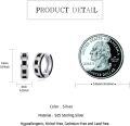 wholesale 925 Sterling Silver Black & White Cubic Zirconia Huggie Hoop Earrings for Men and Women-0-6