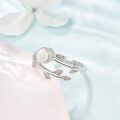 wholesale 925 Sterling Silver Leaf Wrapped Opal Spinner Adjustable Ring-0-2