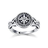 wholesale 925 Sterling Silver Valknut Rune Circle Viking Rings Wholesale With Knot Design-Viking Ring(Runen 4）