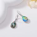 wholesale 925 Sterling Silver Abalone Shell Whale Teardrop Leverback Earrings-0-4