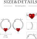 wholesale 925 Sterling Silver Red Crystal Heart Hoop Earrings 20mm Austrian-0-3