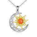 wholesale 925 Sterling Silver Sun & Moon Pendant with Blue and White Opals Labradorite Stone - Perfect Gift for Teenage Girls-0-24