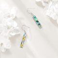 wholesale 925 Sterling Silver Rectangle Sunflower Drop Earrings with Abalone Shell Inlay and Leaves Design for Women-0-3