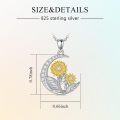 wholesale 925 Sterling Silver Crescent Moon & Sunflowers Pendant Necklace for Women - Mother's Day Gifts-0-1