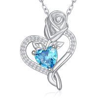 wholesale 925 Sterling Silver Birthstone Heart Pendant Necklace for Women-12-Dec-Vine-12-Dec