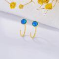 wholesale 14K Gold Blue Opal Round Infinity Heart Cross Triangle Lighting Daisy Huggie Hoop Earrings for Women-0-1