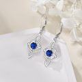 wholesale 925 Sterling Silver Blue Cubic Zirconia Celtic Knot Drop Earrings-0-3