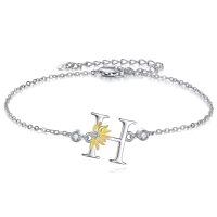 wholesale 925 Sterling Silver Dandelion Letter Initial B Charms Anklets Wholesale For Women-Initial H