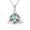 wholesale 925 Sterling Silver Triquetra Celtic Knot Abalone Shell Pendant Necklace for Women-0-0
